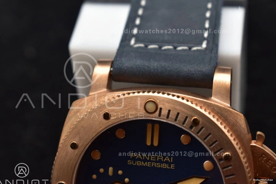 974 Blue Strap Bronzo P.900 Best Breathable Calfskin on PAM1074 VSF W Dial Blue Clone Edition 1:1 0112